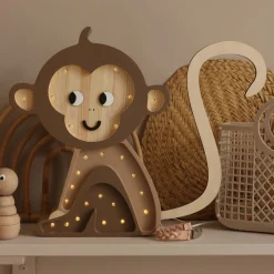 Dekoracje Dziecięce|Lampki Nocne | Little Lights Lampa Małpka JUNGLE BROWN