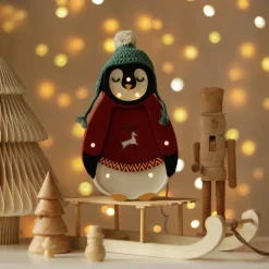 Lampki Nocne|Lampki Nocne | Little Lights Lampa Mini Świąteczny Pingwinek - Red