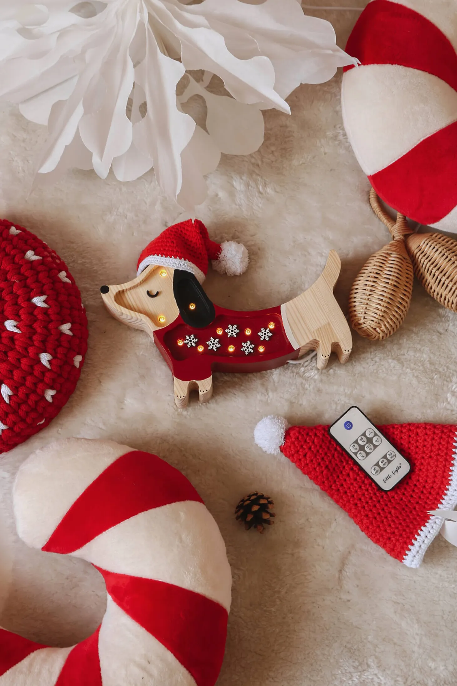 Lampa Little Lights Piesek Mini SANTA HELPER