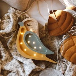 Dekoracje Dziecięce|Lampki Nocne | Little Lights Lampa Ptaszek Mini KHAKI