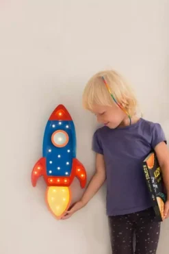 Dekoracje Dziecięce|Lampki Nocne | Little Lights Lampa Rakieta NAVY