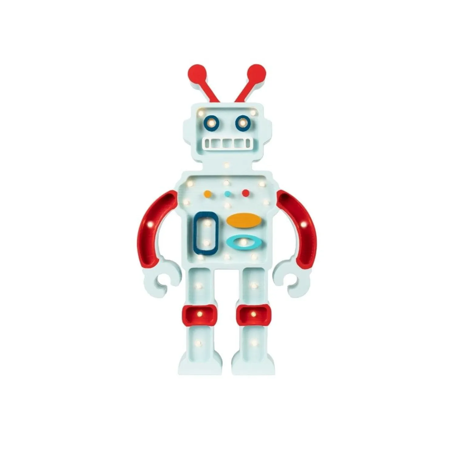 Dekoracje Dziecięce|Lampki Nocne | Little Lights Lampa Robot METALIC BLUE