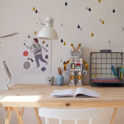 Dekoracje Dziecięce|Lampki Nocne | Little Lights Lampa Robot METALIC BLUE