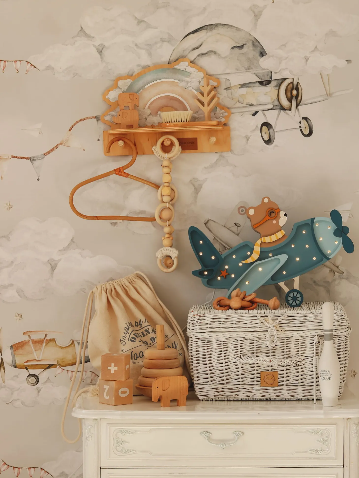 Lampa Little Lights Samolot Vintage DENIM BLUE