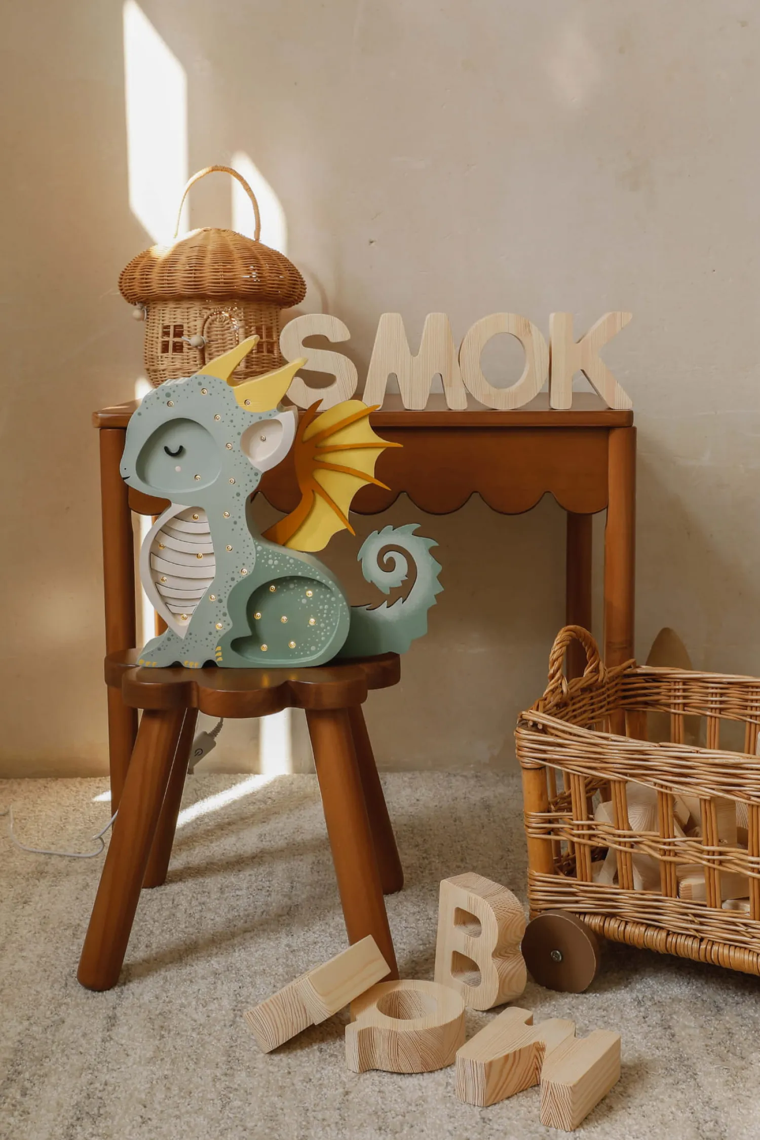 Dekoracje Dziecięce|Lampki Nocne | Little Lights Lampa Smok Hunter Green