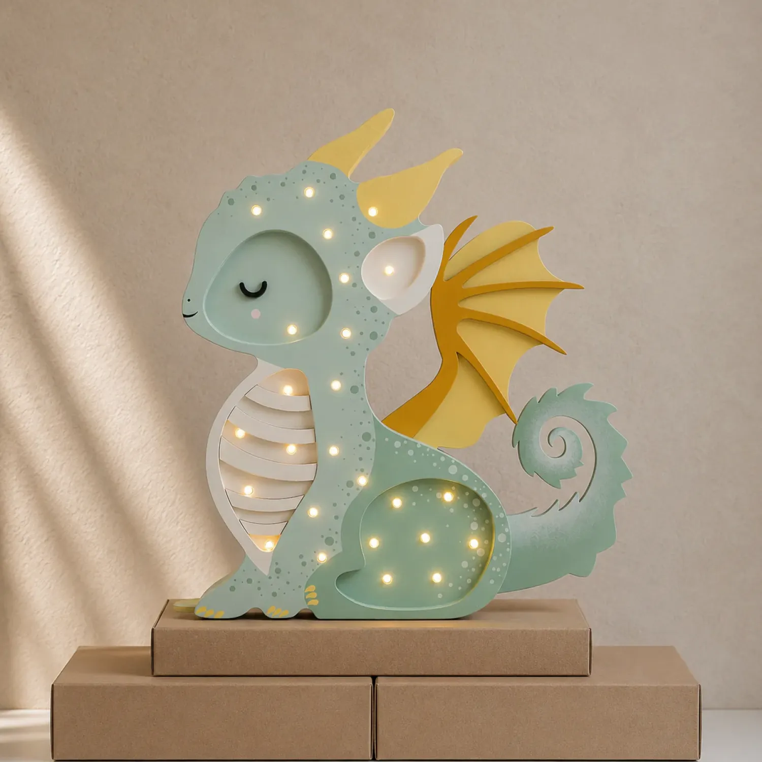 Dekoracje Dziecięce|Lampki Nocne | Little Lights Lampa Smok Hunter Green