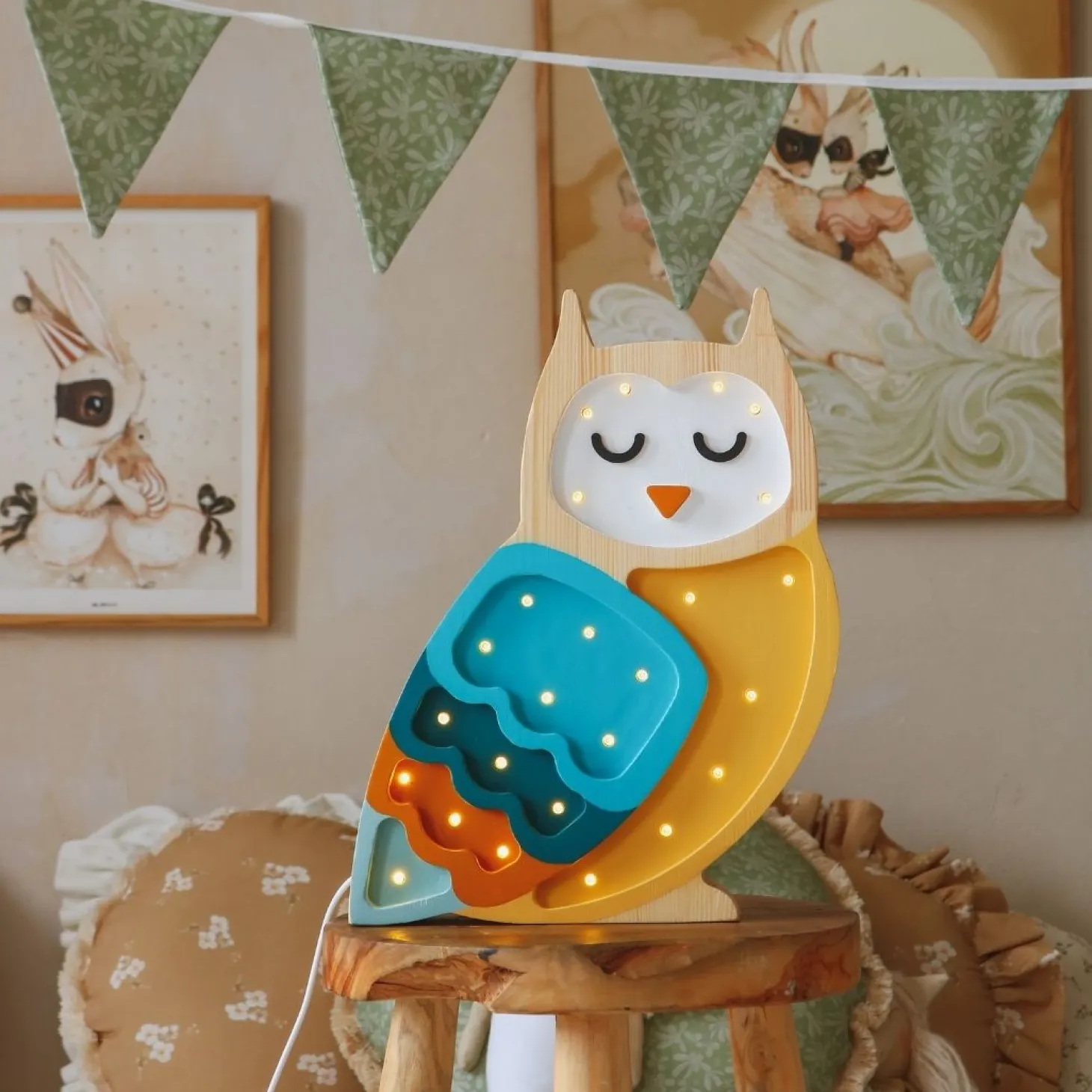 Lampa Little Lights Sowa MUSTARD