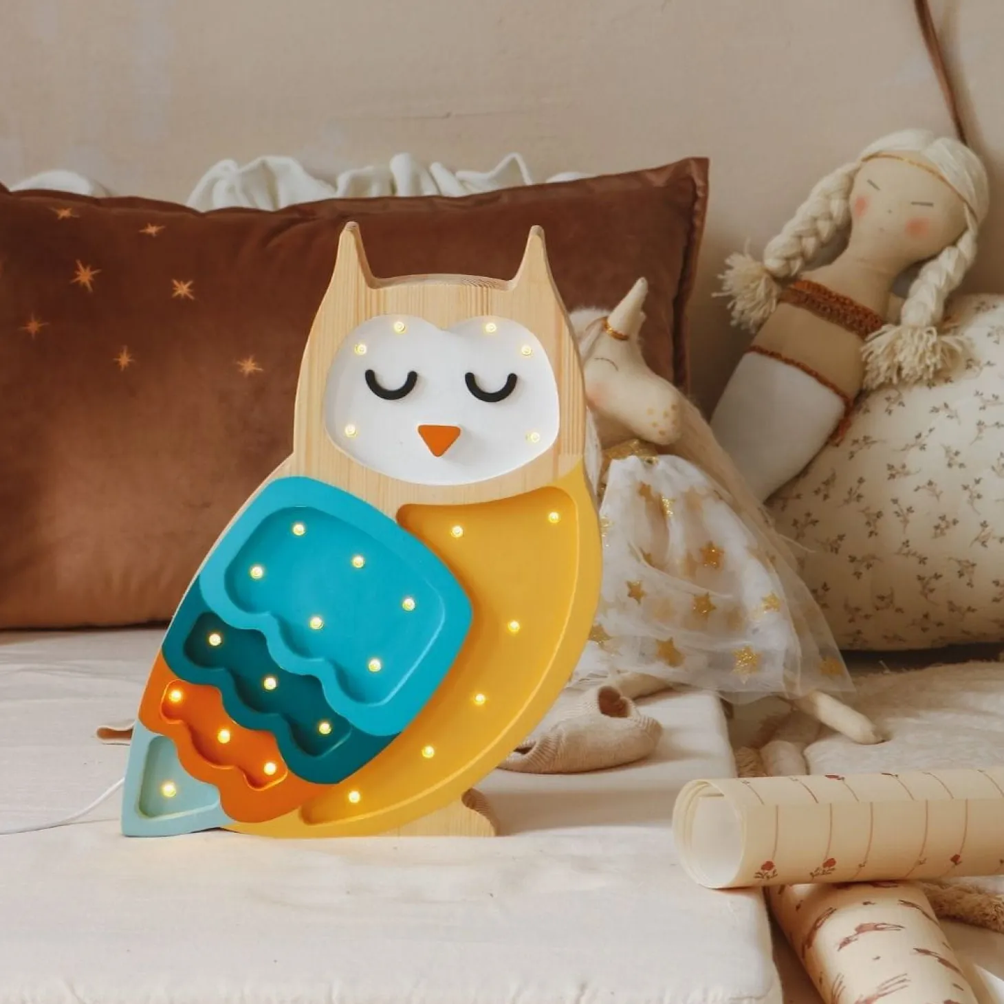 Lampa Little Lights Sowa MUSTARD