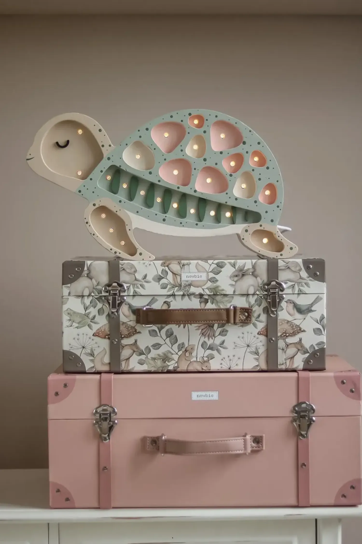 Dekoracje Dziecięce|Lampki Nocne | Little Lights Lampa Żółw - Seafoam Pink