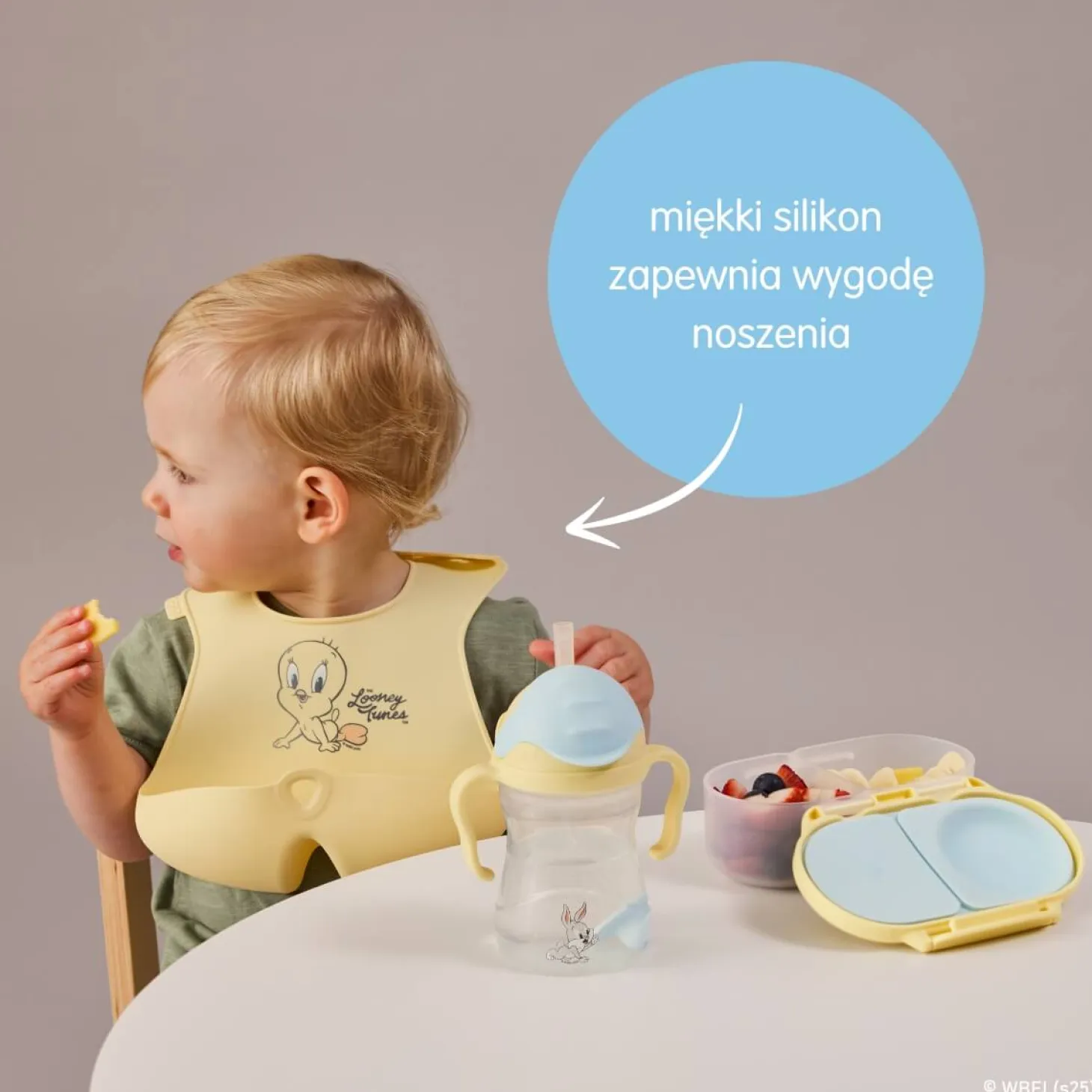 Śliniak z otwartą kieszonką Looney Tunes