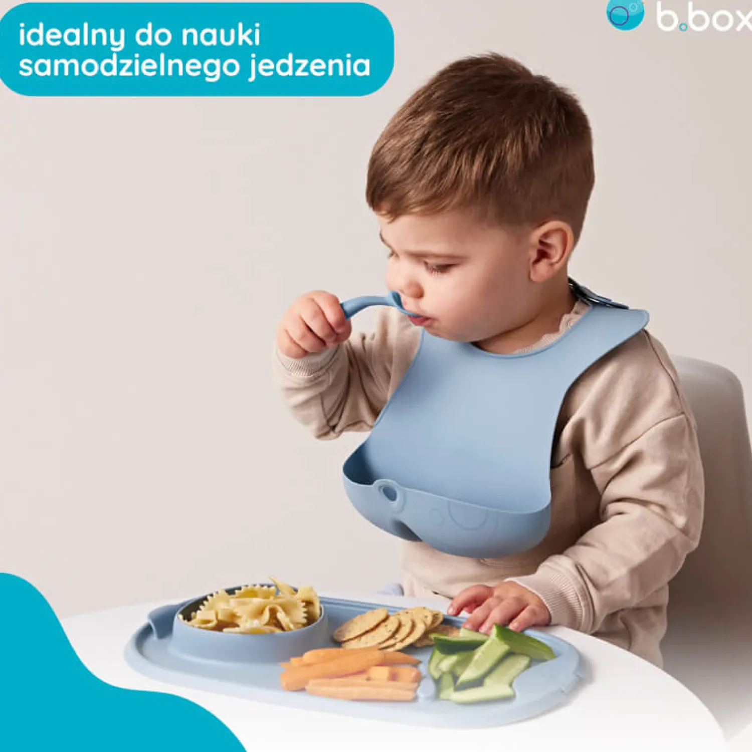 Śliniaki | b.box Śliniak z otwartą kieszonką niebieski