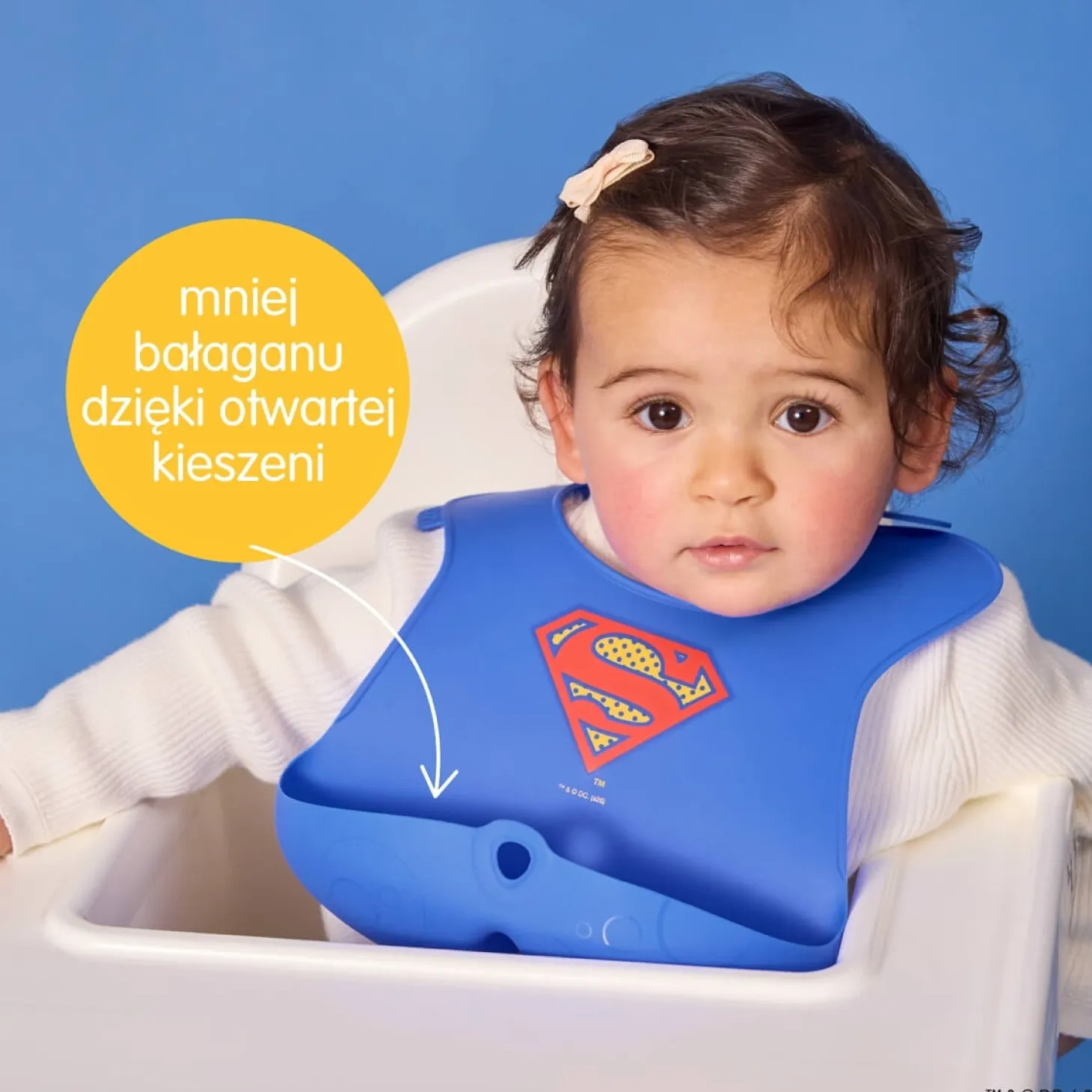 Śliniak z otwartą kieszonką Superman