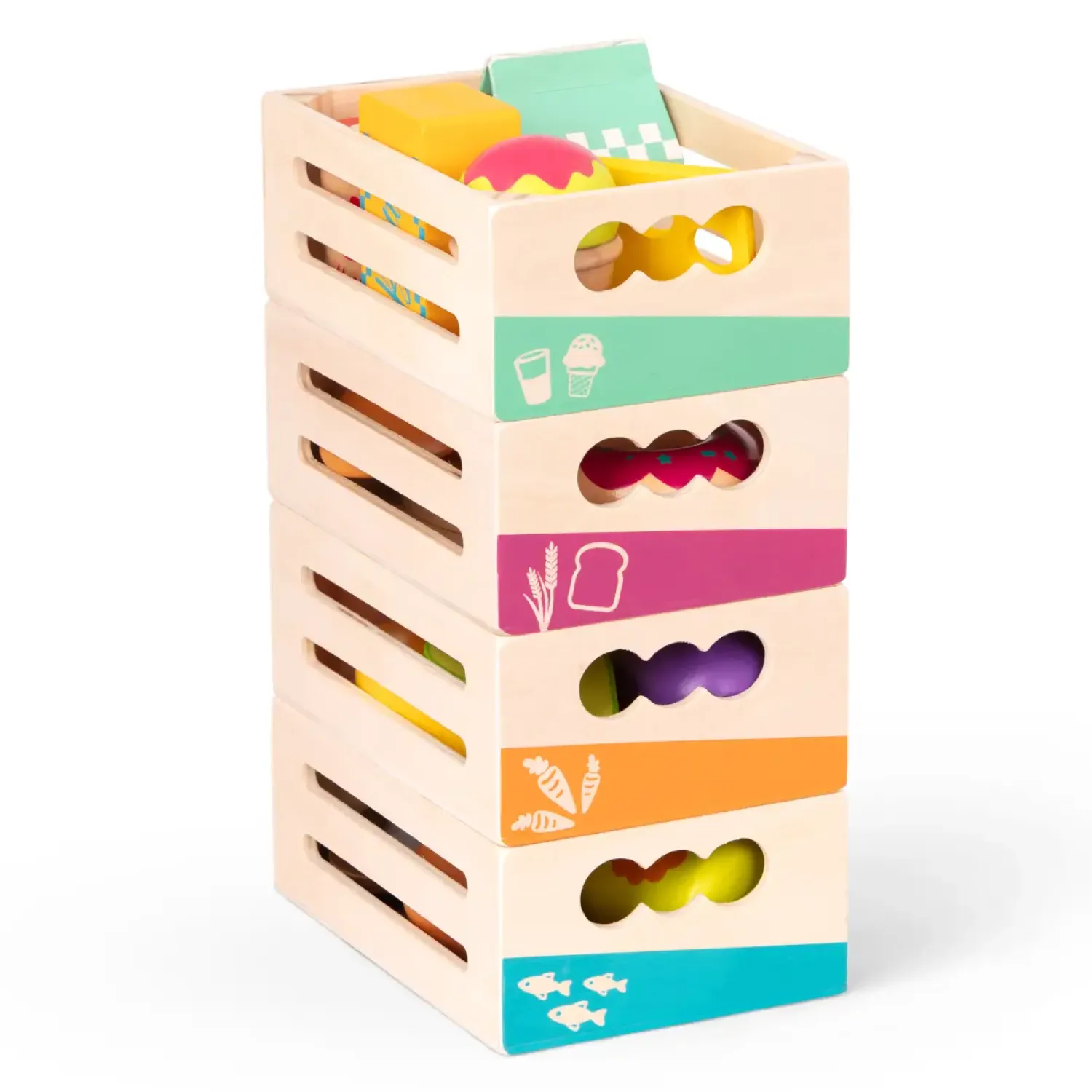 3 Lata +|2 Lata + | B.Toys Little Foodie Groups – drewniane skrzyneczki z produktami spożywczymi