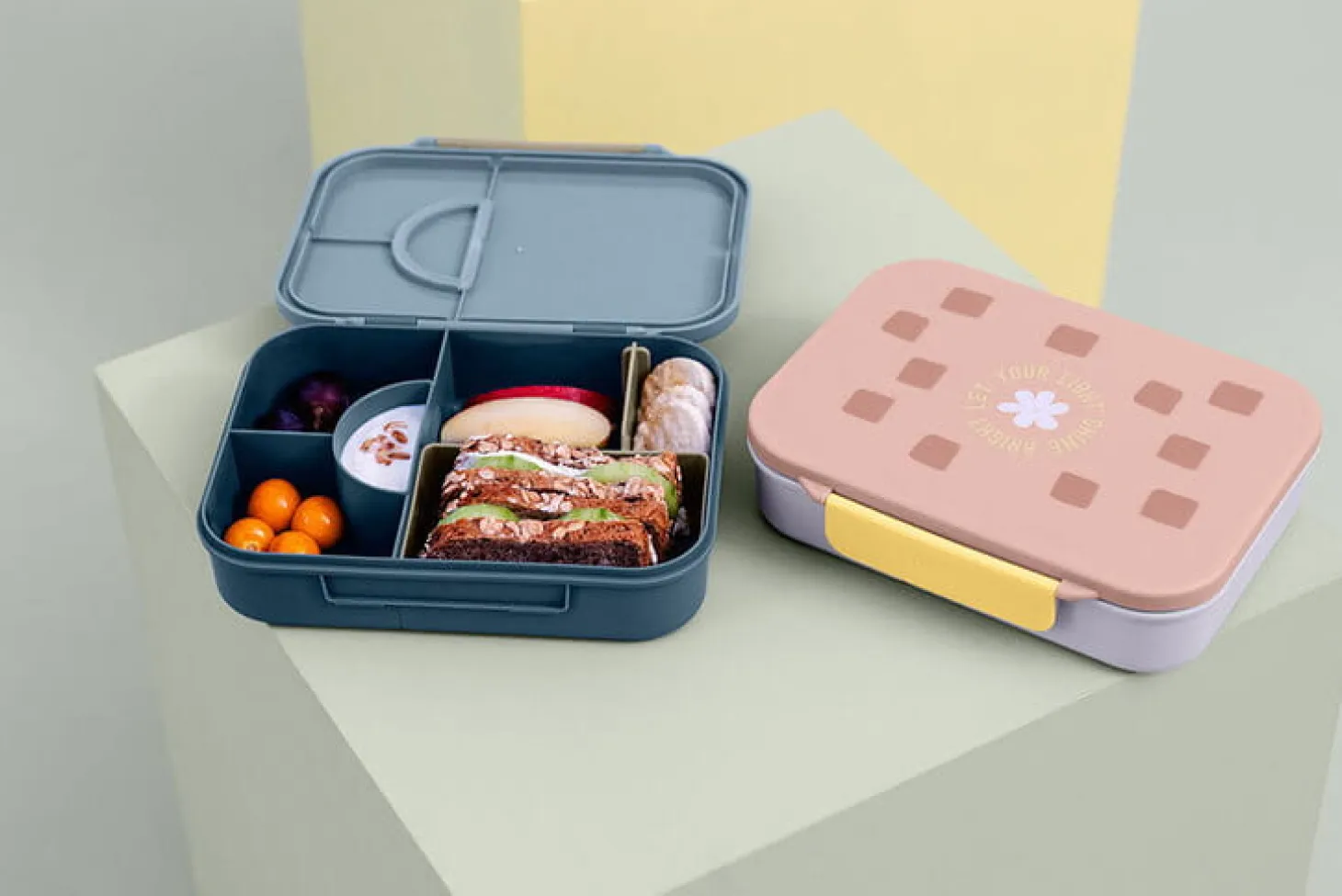 Lunchbox Bento z przegródkami Pattern Party blue & green