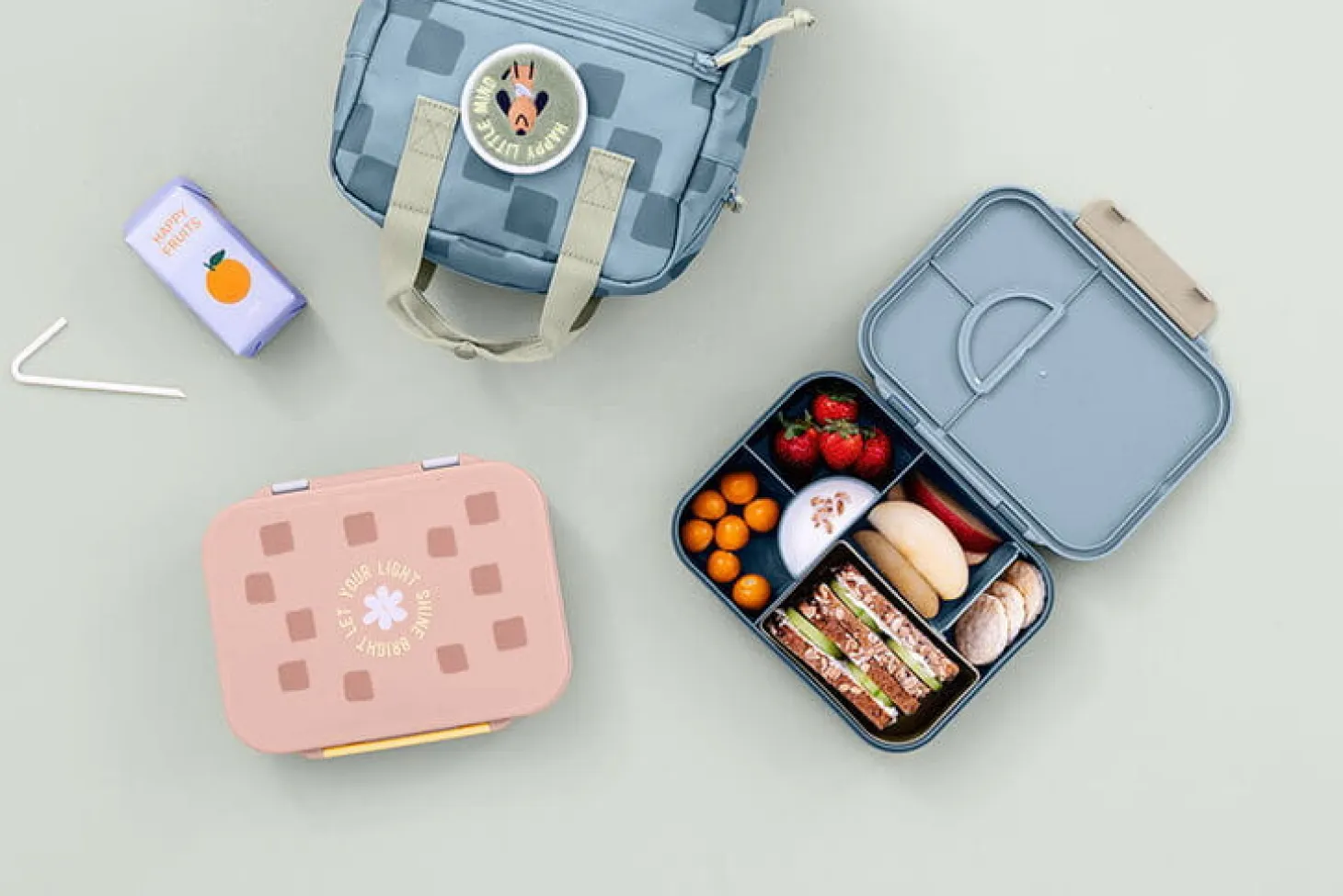 Lunchbox Bento z przegródkami Pattern Party blue & green