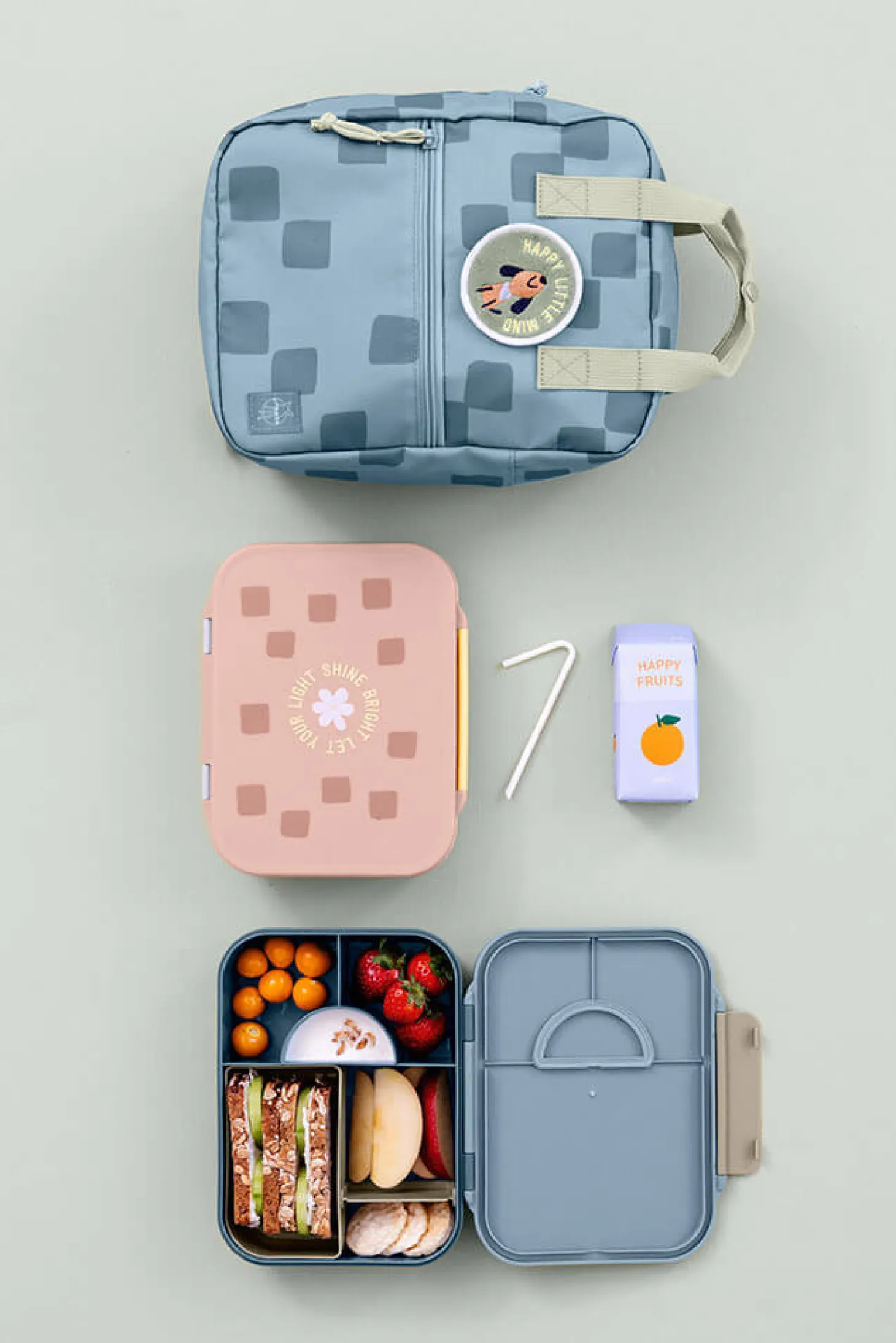 Lunchbox Bento z przegródkami Pattern Party blue & green