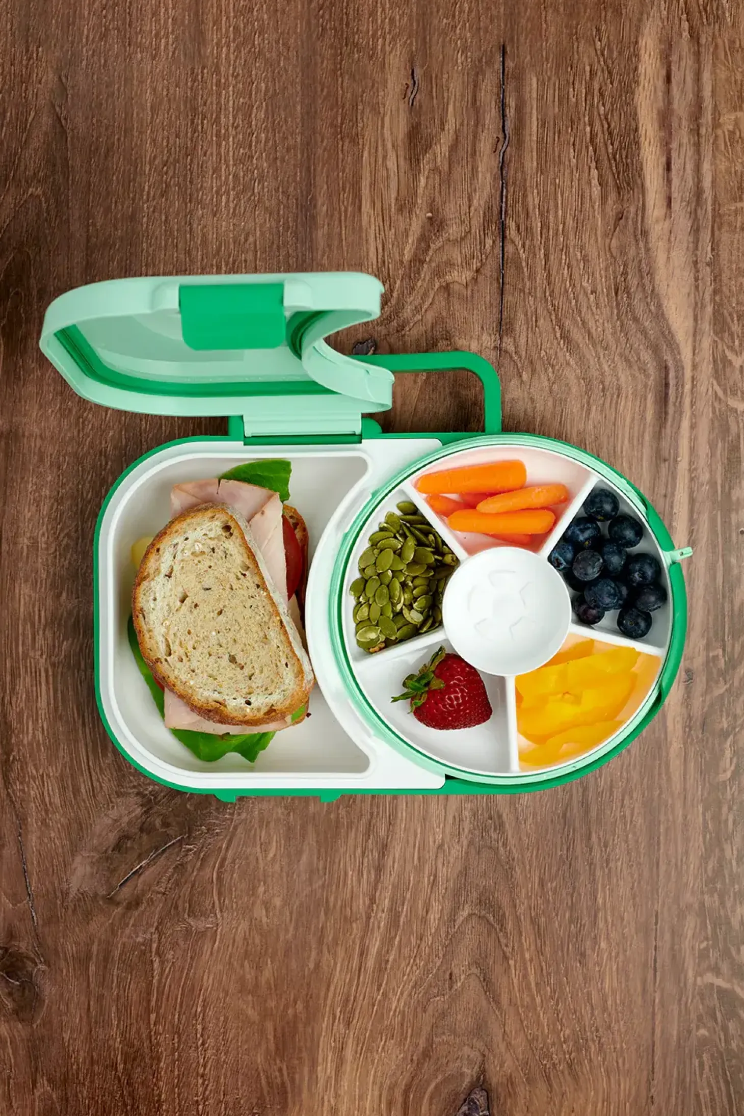 LUNCHBOX & SNACK SPINNER 2IN1 śniadaniówka dla dzieci, Sage Green