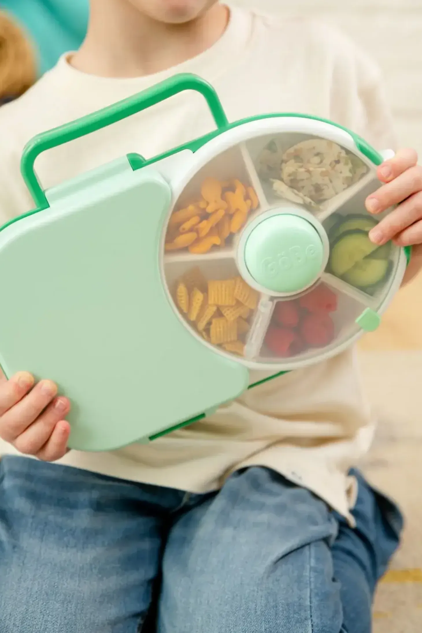 LUNCHBOX & SNACK SPINNER 2IN1 śniadaniówka dla dzieci, Sage Green