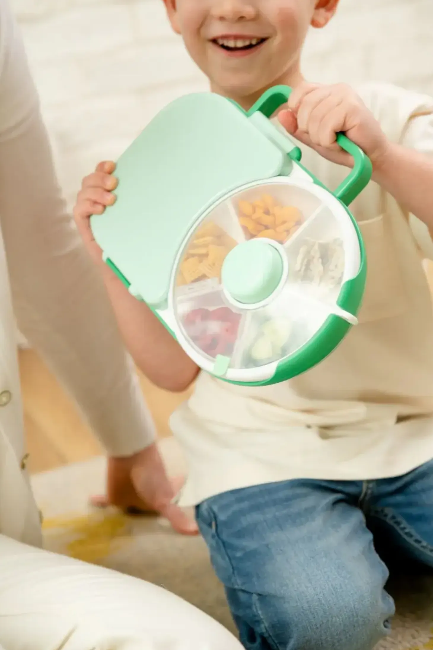 LUNCHBOX & SNACK SPINNER 2IN1 śniadaniówka dla dzieci, Sage Green