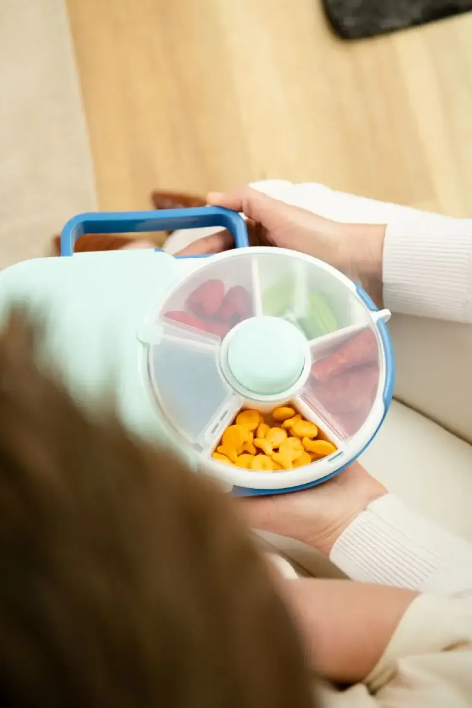 Przechowywanie Jedzenia|Przydatne Akcesoria | GOBE LUNCHBOX & SNACK SPINNER 2IN1 śniadaniówka dla dzieci, Blueberry Blue