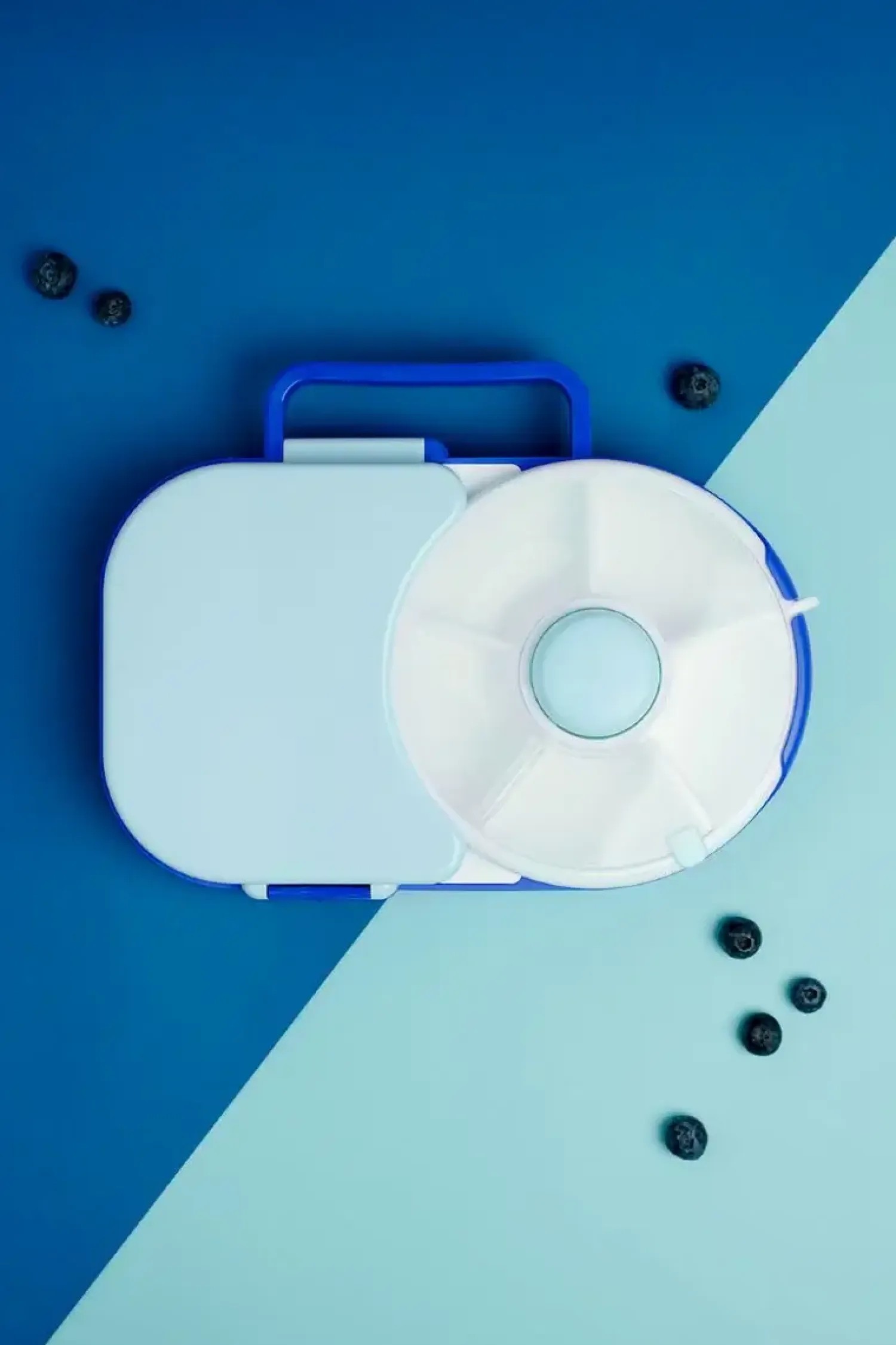 Przechowywanie Jedzenia|Przydatne Akcesoria | GOBE LUNCHBOX & SNACK SPINNER 2IN1 śniadaniówka dla dzieci, Blueberry Blue