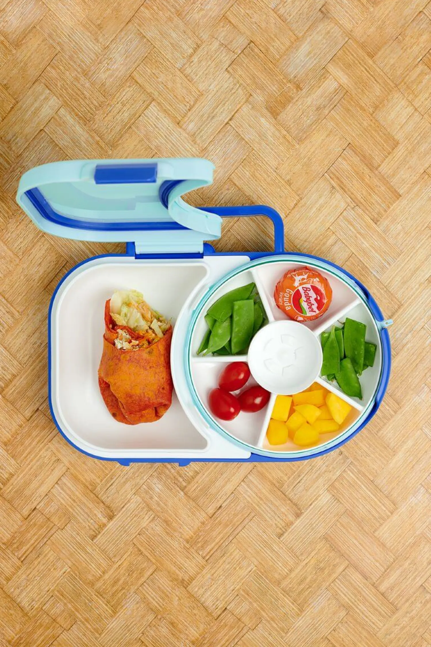 Przechowywanie Jedzenia|Przydatne Akcesoria | GOBE LUNCHBOX & SNACK SPINNER 2IN1 śniadaniówka dla dzieci, Blueberry Blue