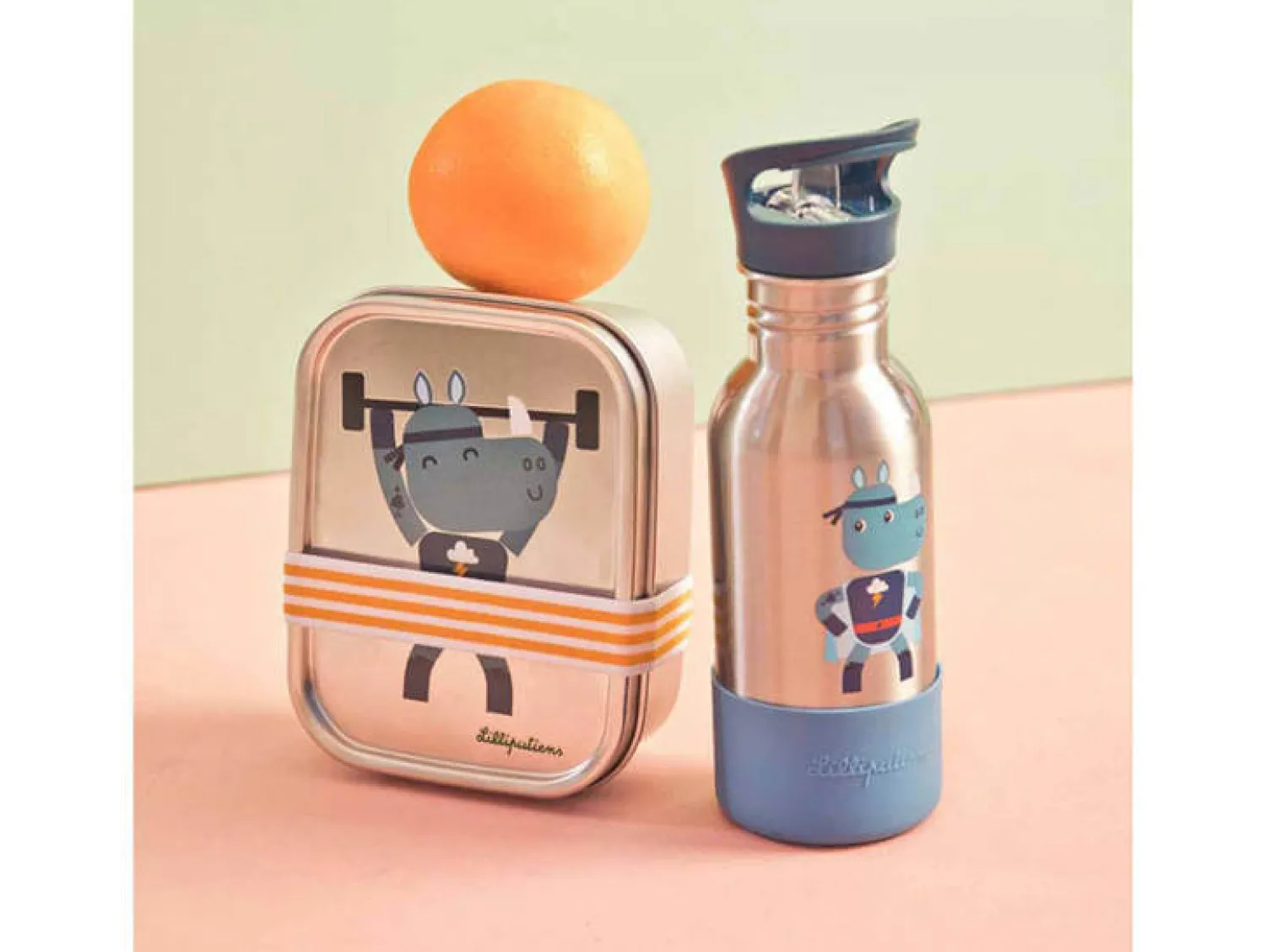 Lunchboxy|Przechowywanie Jedzenia | Lilliputiens Lunchbox ze stali nierdzewnej Super Nosorożec Marius