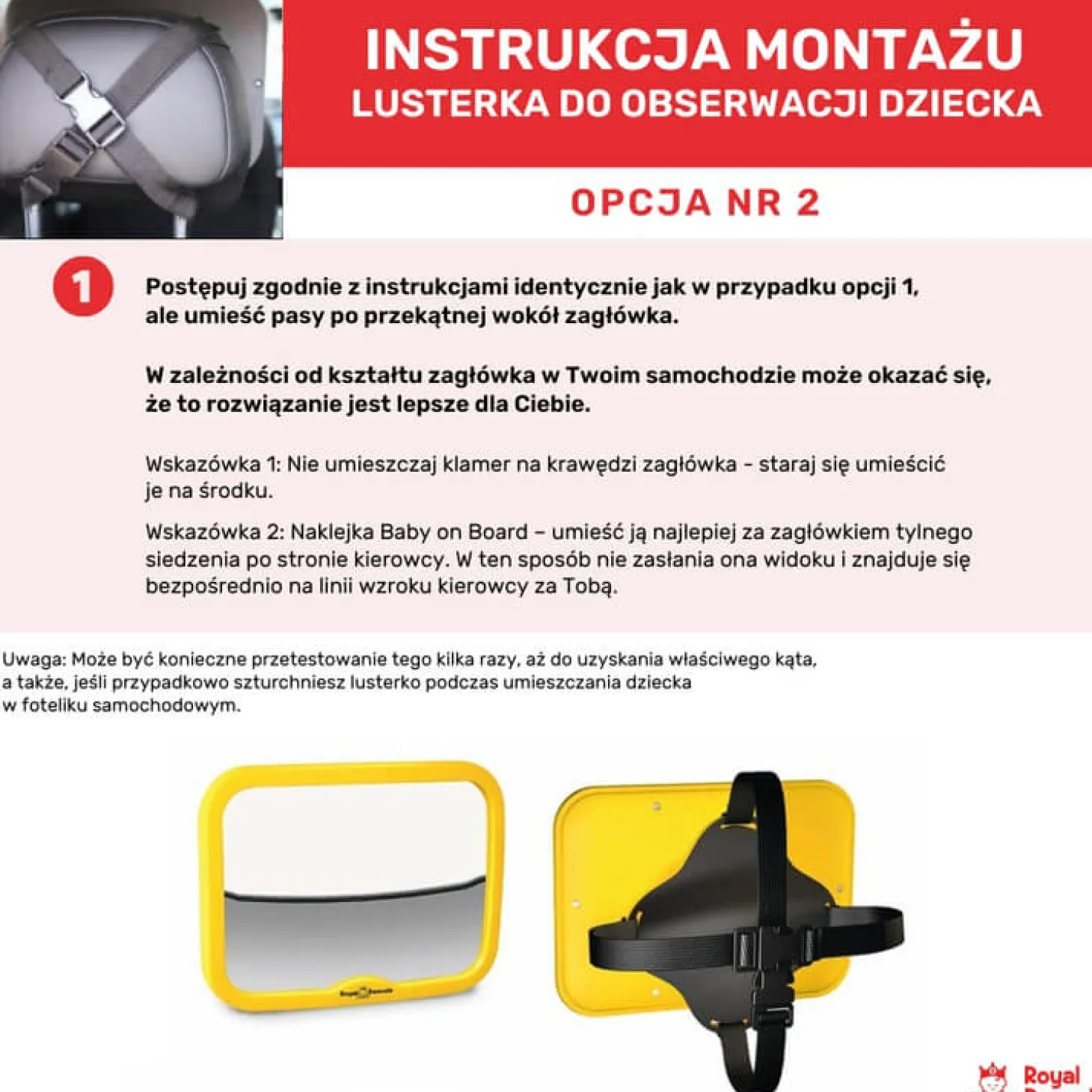 Lusterko do samochodu dla dziecka, żółte