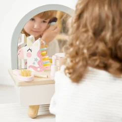 6 Lat+|4 Lata + | Janod Mała toaletka drewniana z akcesoriami Jednorożec 3+
