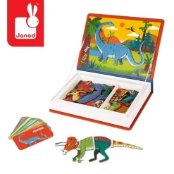 Idealne W Podróży|6 Lat+ | Janod Magnetyczna układanka Dinozaury Magnetibook