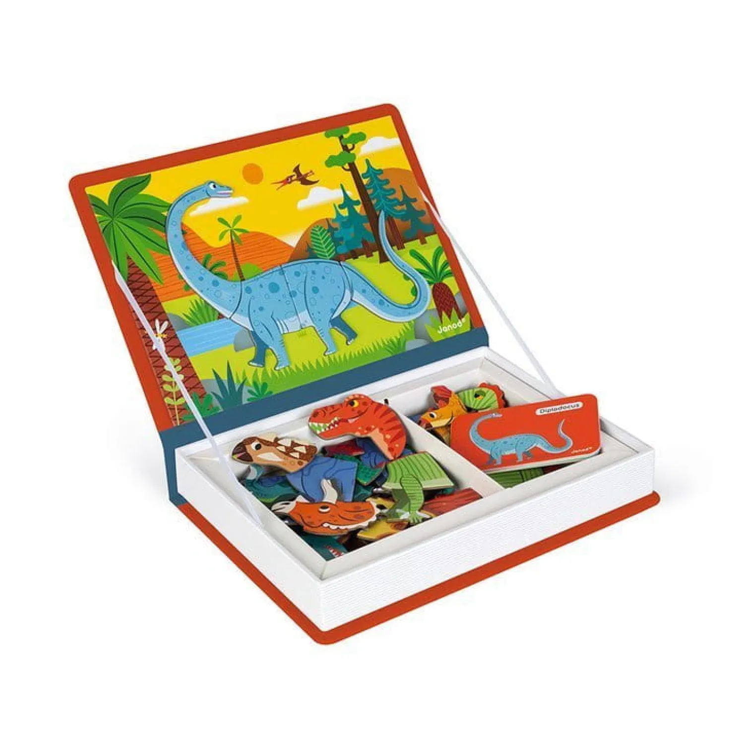 Idealne W Podróży|6 Lat+ | Janod Magnetyczna układanka Dinozaury Magnetibook