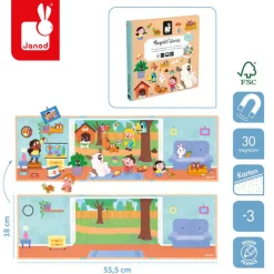 Idealne W Podróży|3 Lata + | Janod Magnetyczna układanka Magneti'stories Zwierzęta domowe 3+