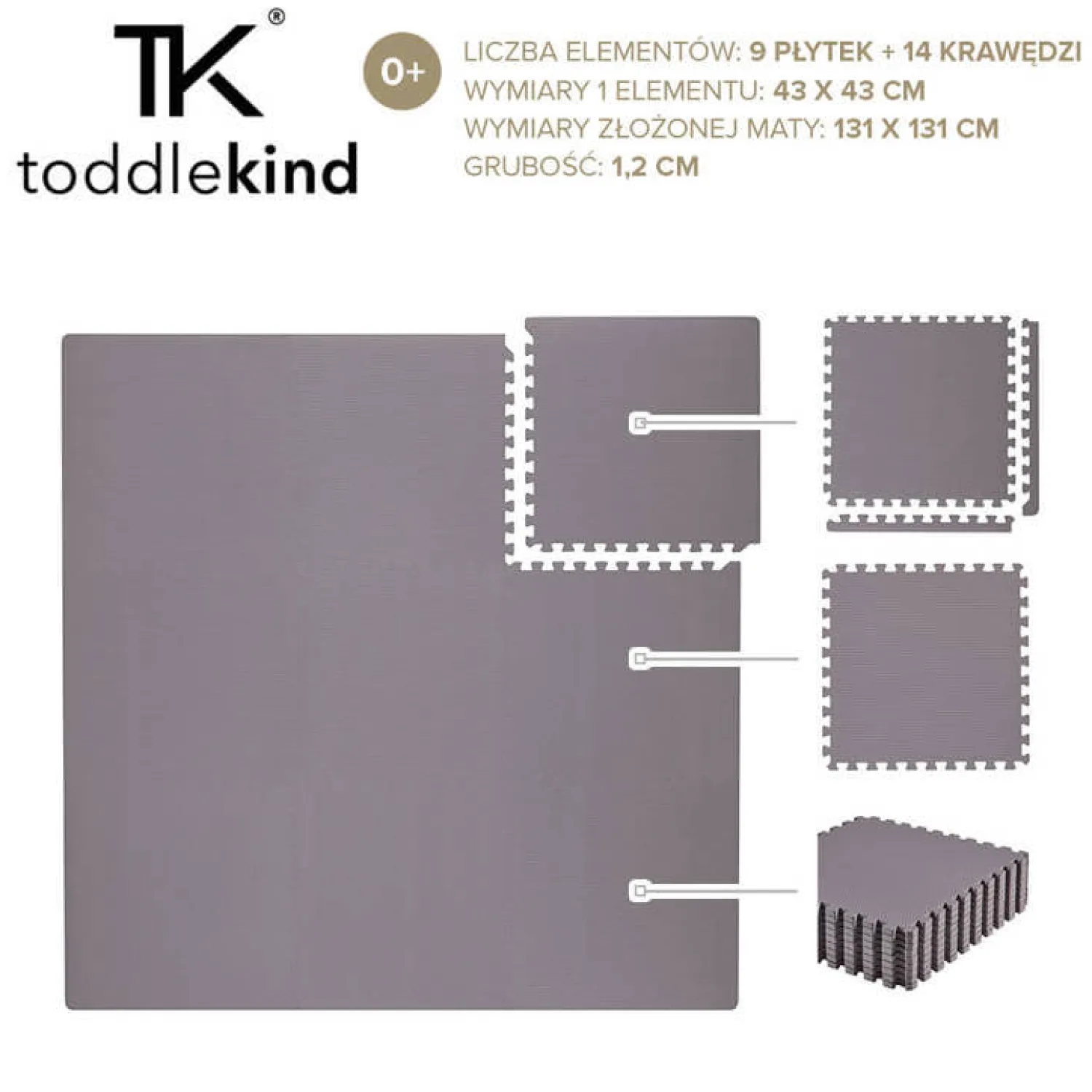 Maty Edukacyjne|Maty Edukacyjne | Toddlekind Mata do zabawy piankowa podłogowa Classic Playmat Storm