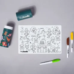 Kolorowanki|7 Lat+ | HeyDoodle Mata Silikonowa do Kolorowania A4 - Bajkowe Królestwo