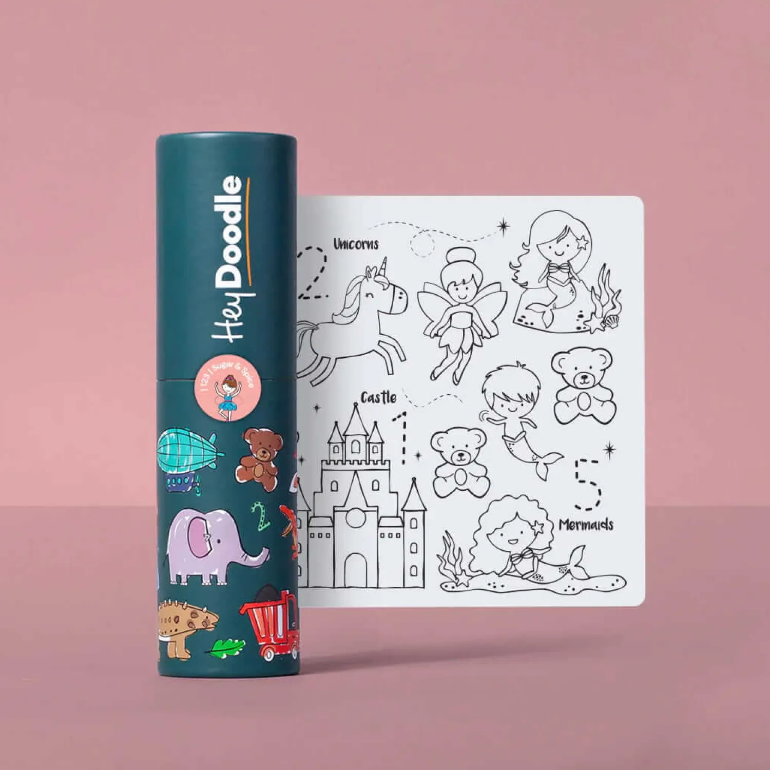 Kolorowanki|7 Lat+ | HeyDoodle Mata Silikonowa do Kolorowania A4 - Bajkowe Królestwo