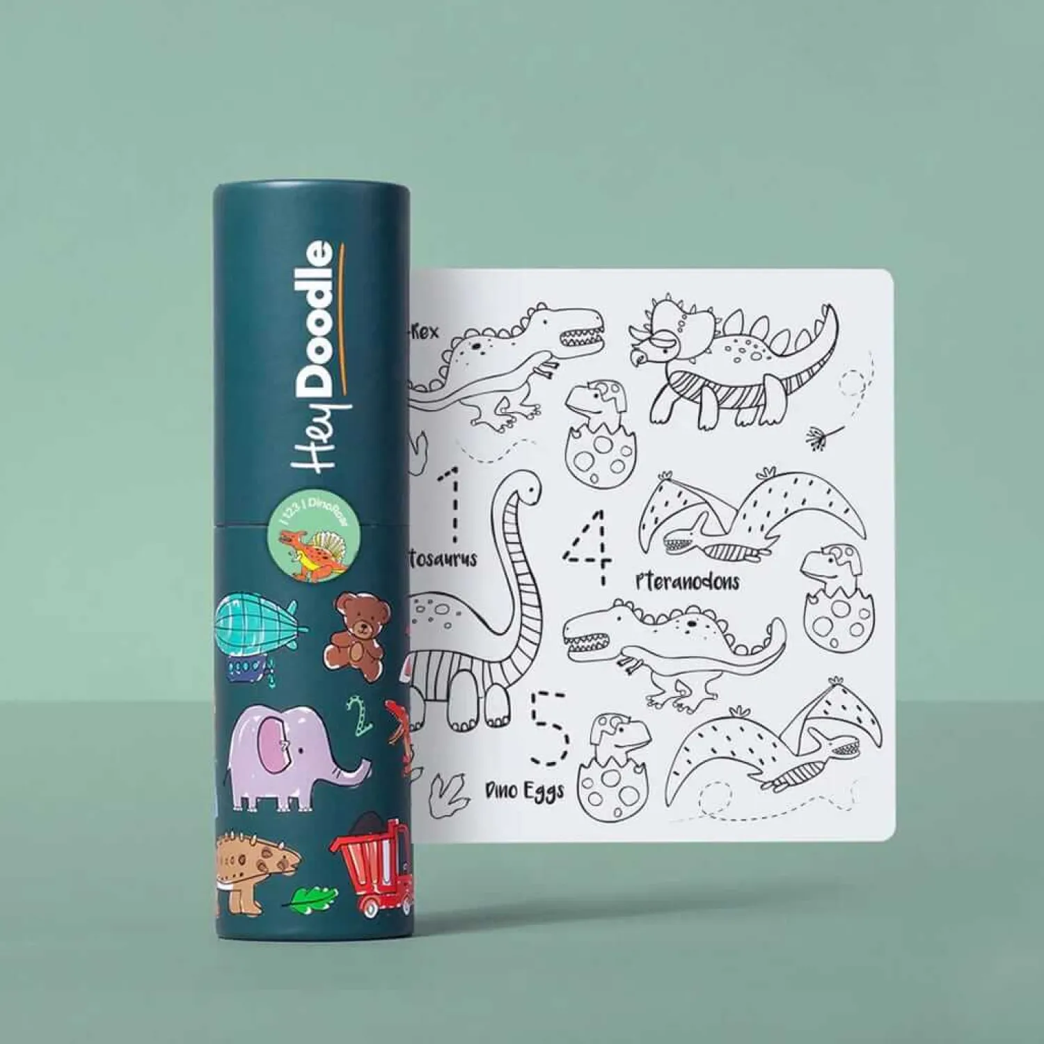 Kolorowanki|7 Lat+ | HeyDoodle Mata Silikonowa do Kolorowania A4 - Dinozaury