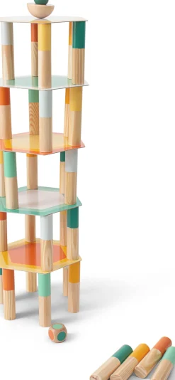 8 Lat+|Drewniane | BS Toys Mega Wieża Balansowa z kostką, gra zręcznościowa
