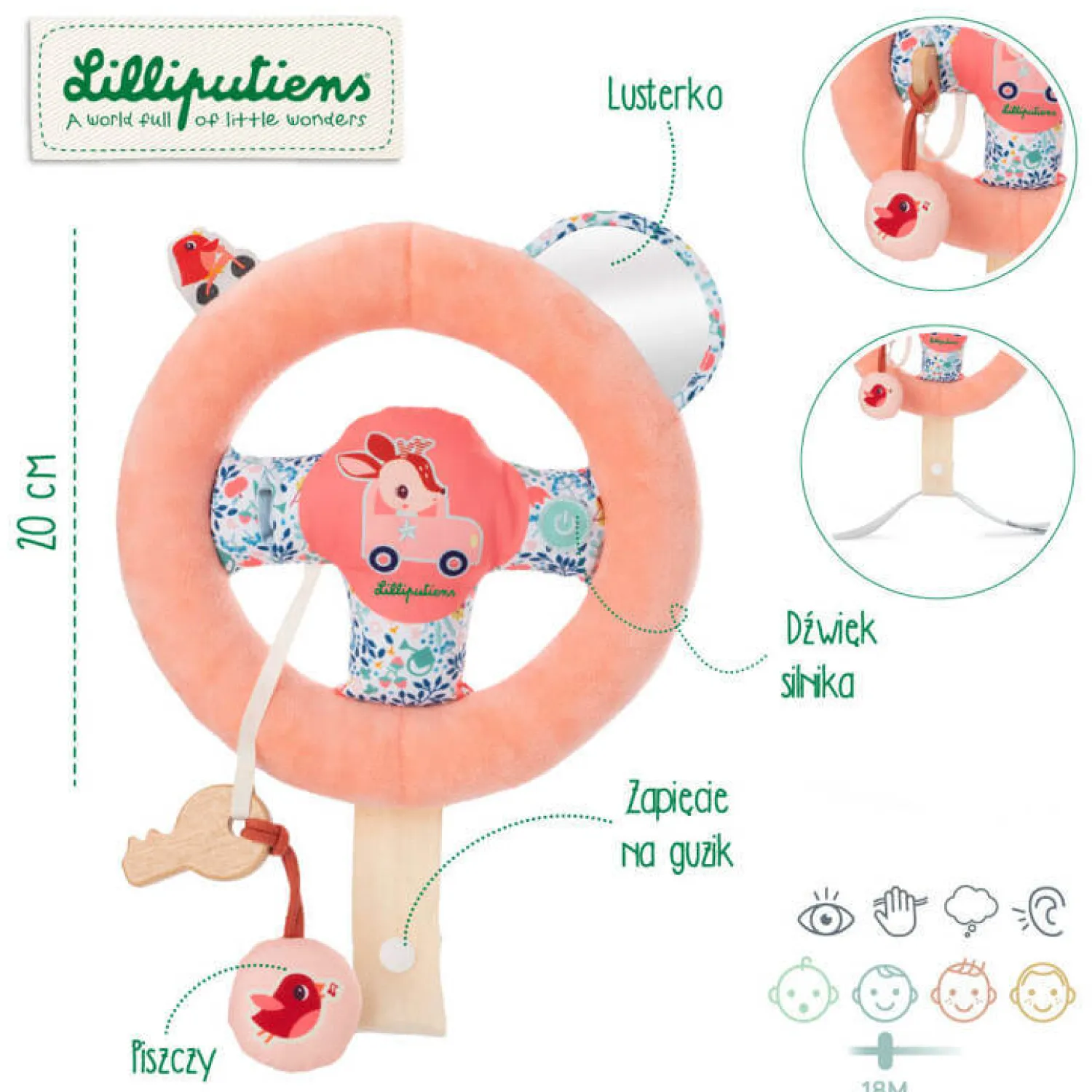 Idealne W Podróży|12M+ | Lilliputiens Miękka kierownica aktywizująca Sarenka Stella 18 m+