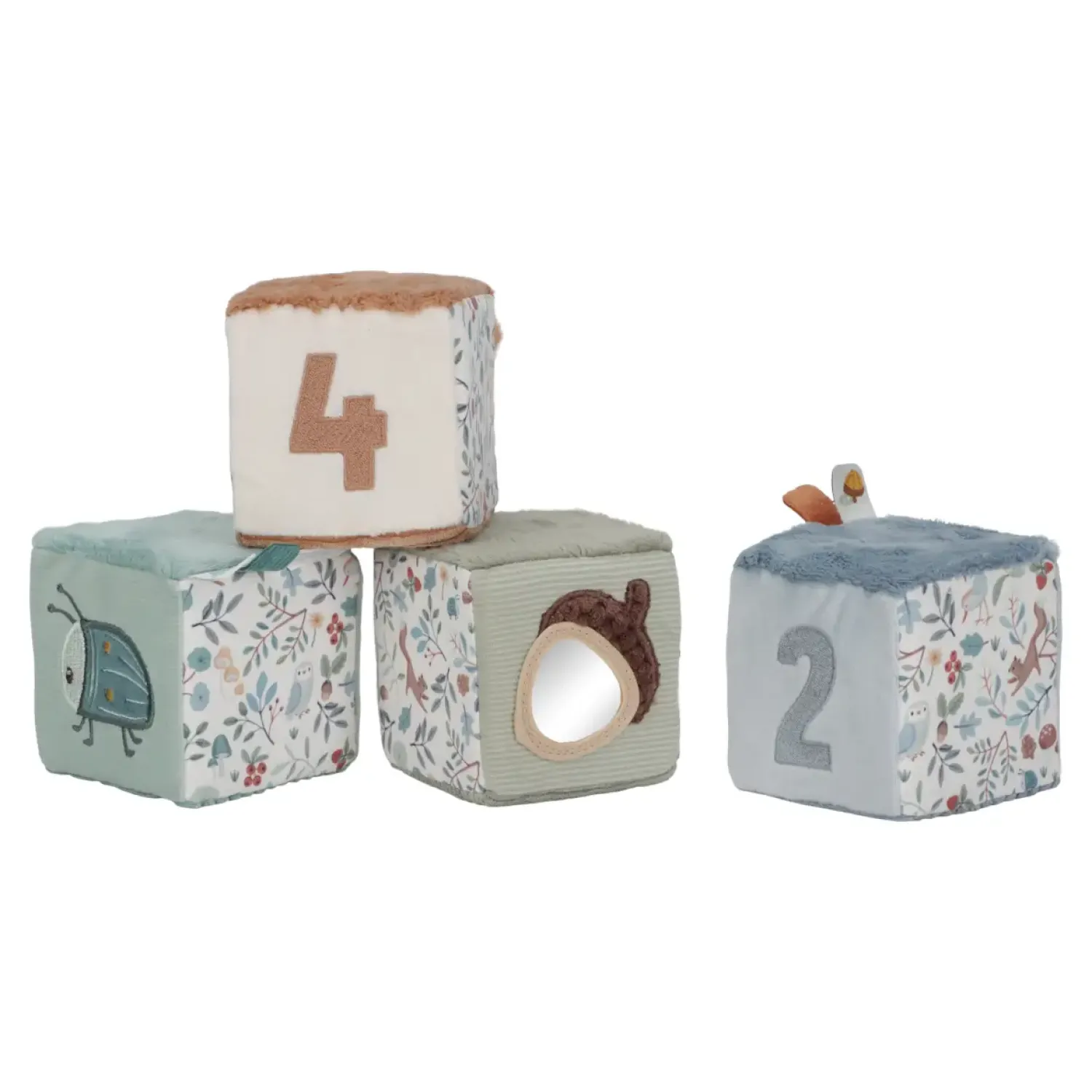 Sensoryczne|Klocki | Little Dutch 4 Miękkie kostki aktywizujące Forest Friends
