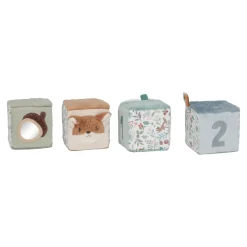 Sensoryczne|Klocki | Little Dutch 4 Miękkie kostki aktywizujące Forest Friends