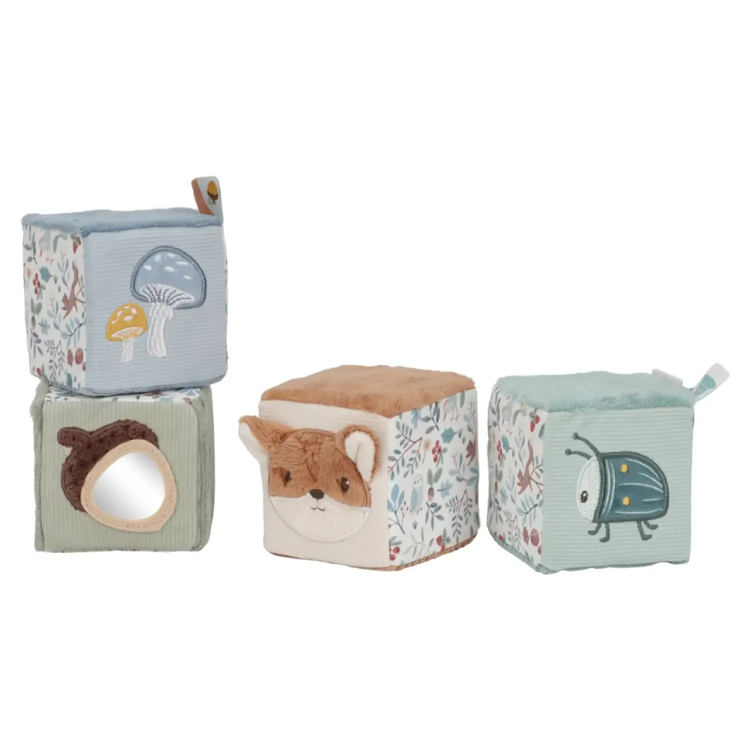 Sensoryczne|Klocki | Little Dutch 4 Miękkie kostki aktywizujące Forest Friends