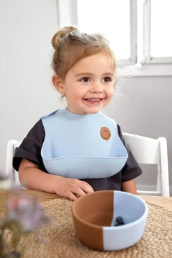 Naczynia Dla Dzieci | Lassig Miseczka silikonowa dla dzieci Happy Rascals Smile sky blue