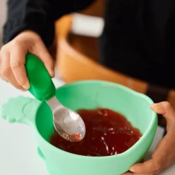 Metoda Blw|Naczynia Dla Dzieci | Nanas Manners Miska silikonowa z przyssawką i uchwytem GREEN
