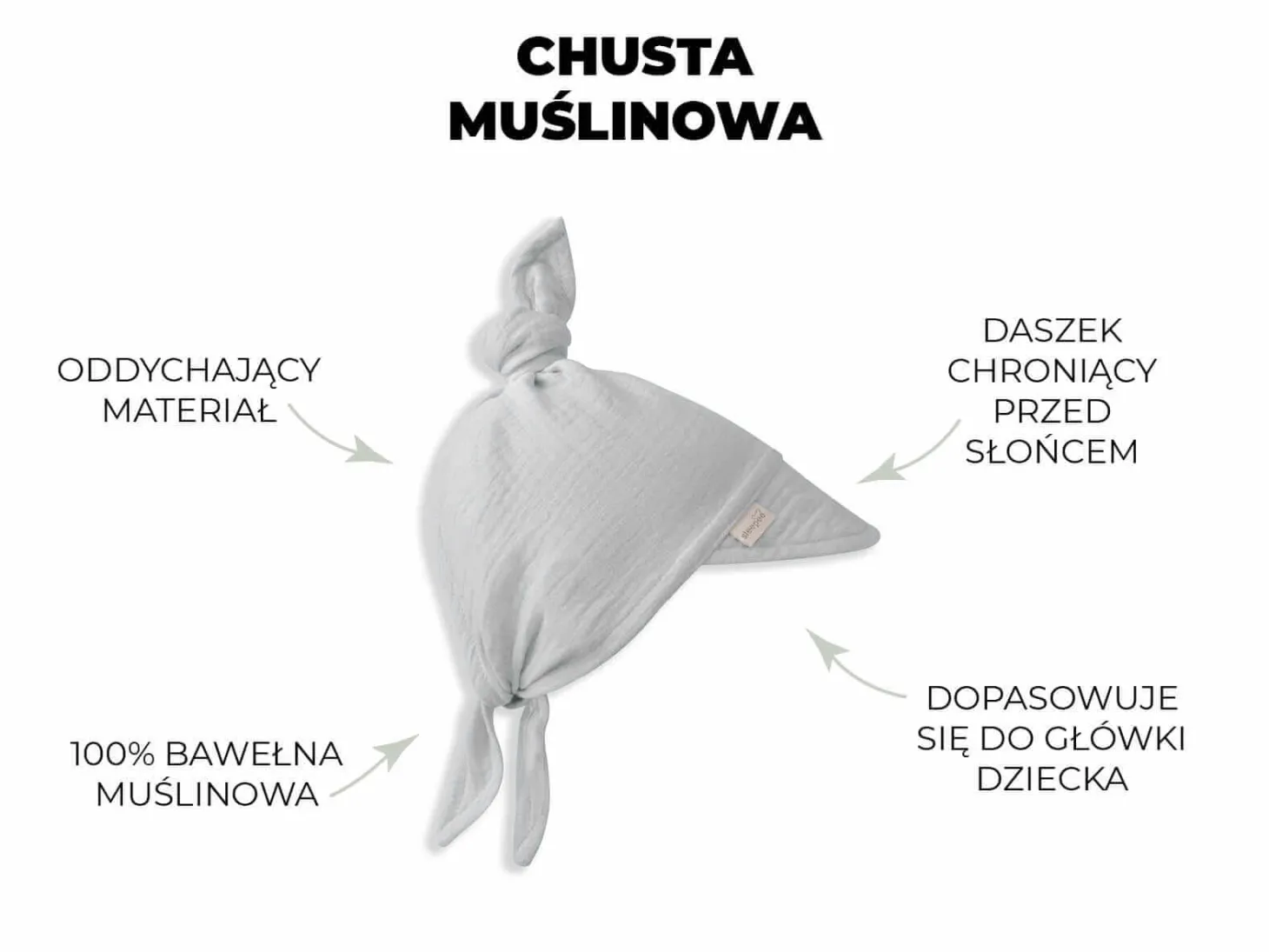 Muślinowa chustka z daszkiem - Grey