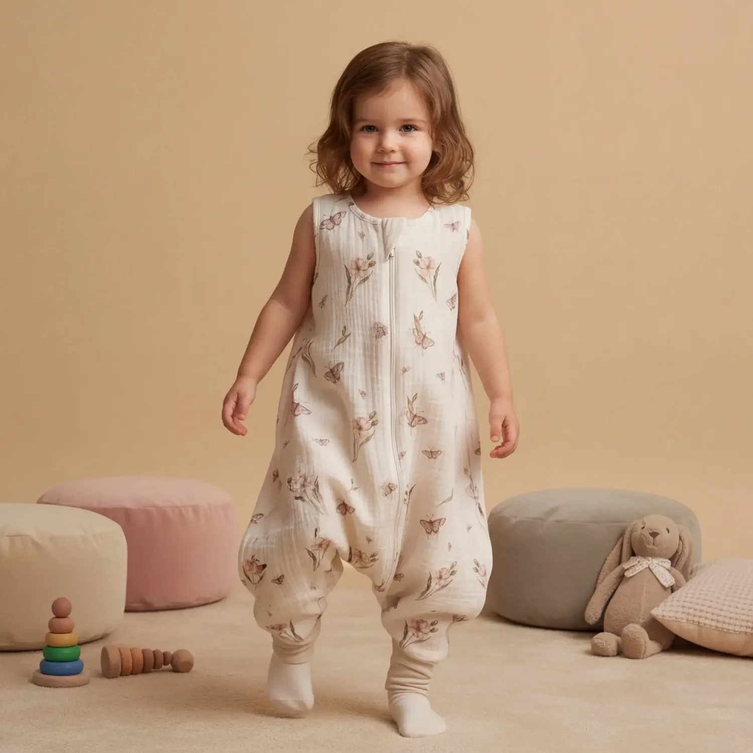 Śpiworki Do Spania | BabySteps uślinowy śpiworek z nogawkai 0,5 TOG - Kwietna łąka