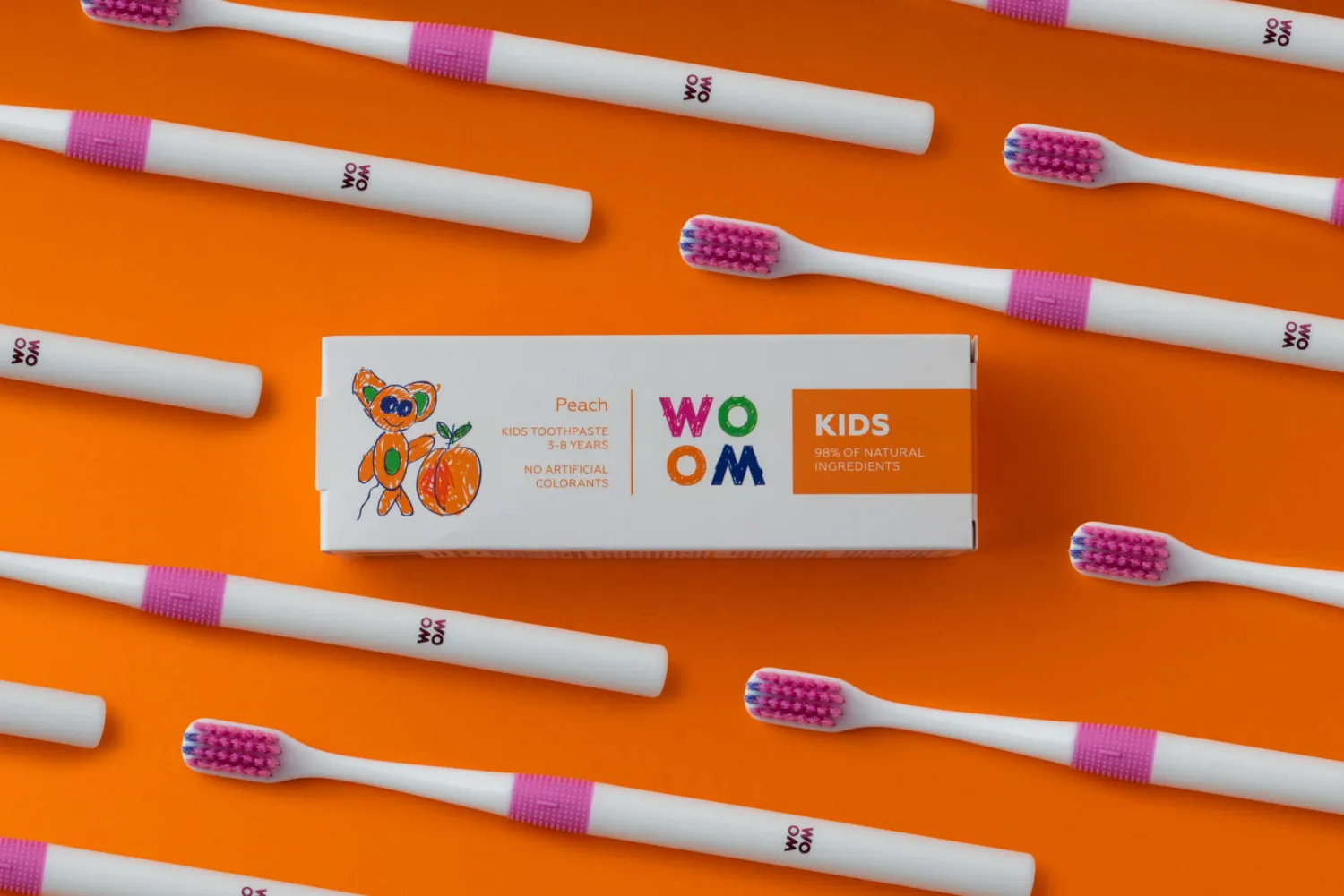 Naturalne Kosmetyki|Pielęgnacja Zębów | WOOM Naturalna pasta do zębów dla dzieci w wieku 3-8 lat o smaku brzoskwiniowym, 50 ml