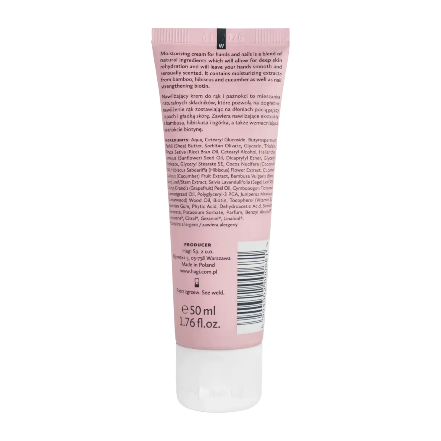 Naturalny, nawilżający krem do rąk i paznokci- Wakacje na Bali, 50 ml