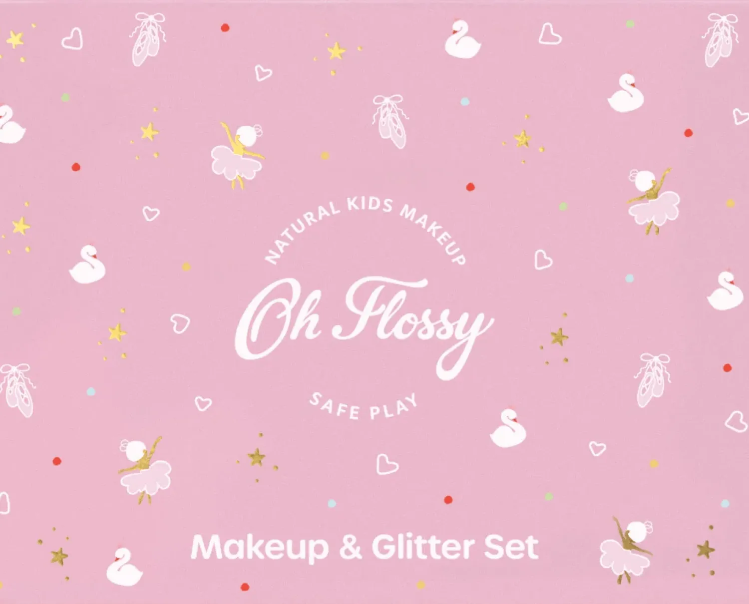 Naturalne Kosmetyki | Oh Flossy Naturalny zestaw do makijażu Ballet Sparkle, cień do powiek, róż, brokat bio i akcesoria