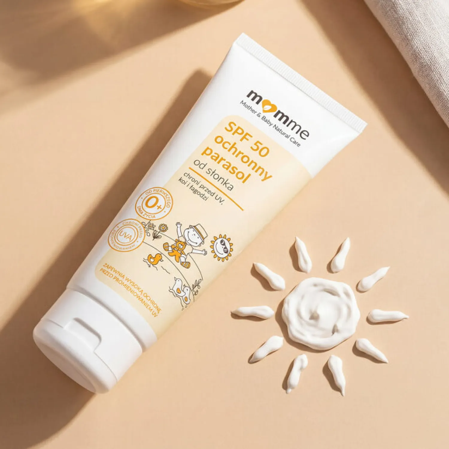 Bezpieczne Filtry|Naturalne Kosmetyki | MomMe Ochronny parasol od słonka, krem przeciwsłoneczny z filtrem SPF 50, 50 ml