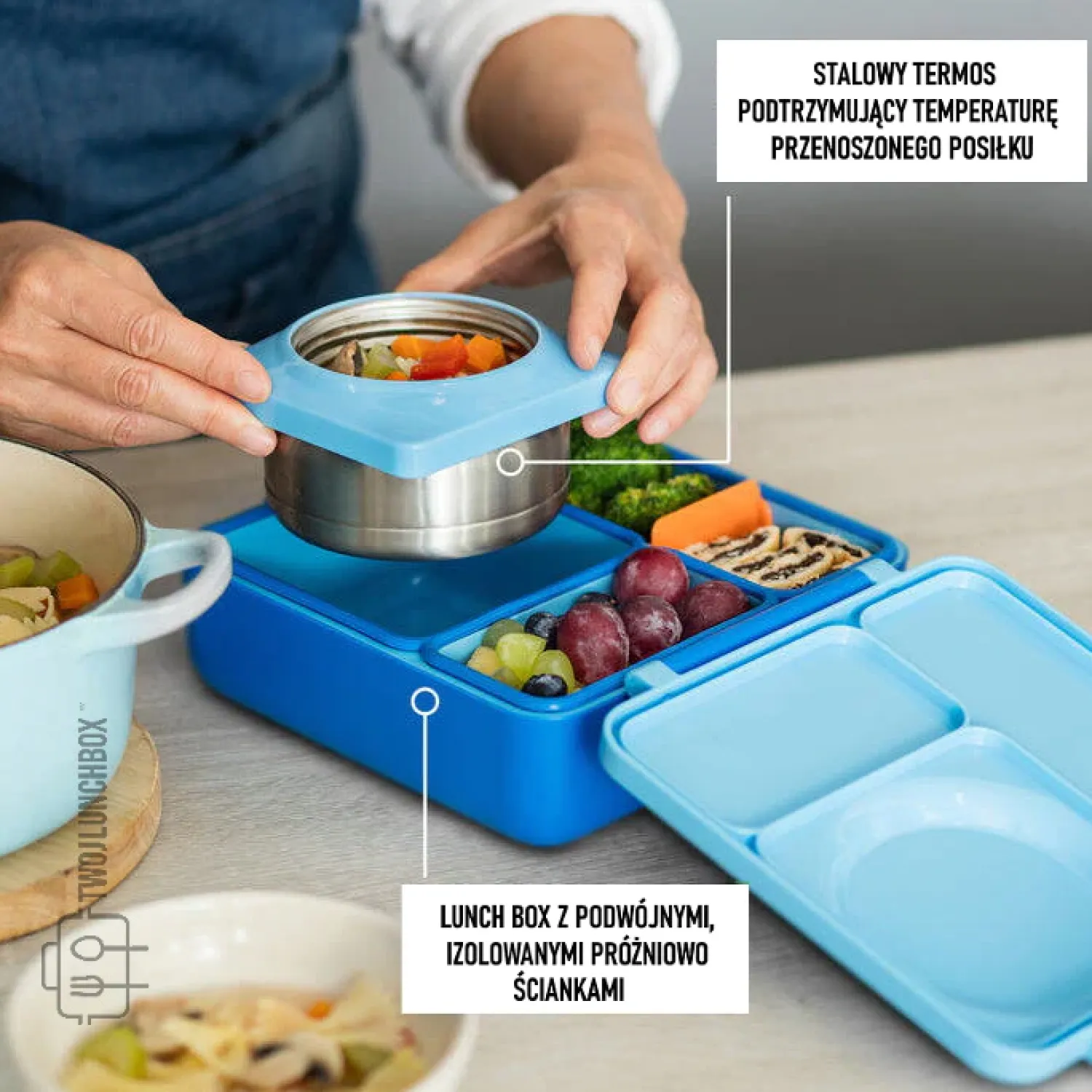 Lunchboxy|Przechowywanie Jedzenia | OMIE BOX lunch box z termosem, Blue Sky
